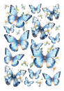 Motivtransfer, Bügelmotiv in A4 - Blaue Schmetterlinge - BTR-001
